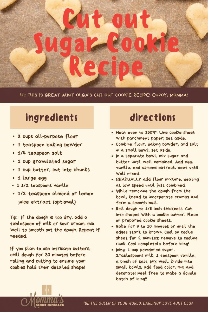 Aunt Olga's Cut Out Cookie Recipe - Momma's Secret Cupboard