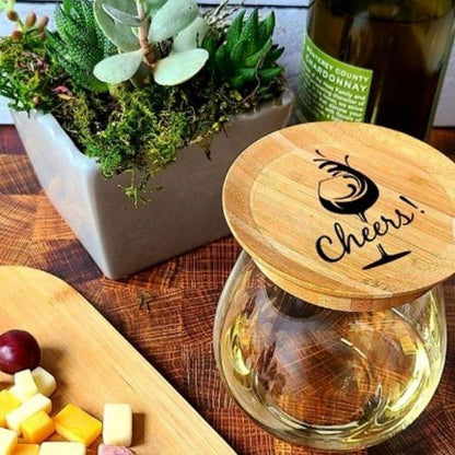 Bamboo Wine Glass Plate - The Bug Stopper! - Momma's Secret Cupboard