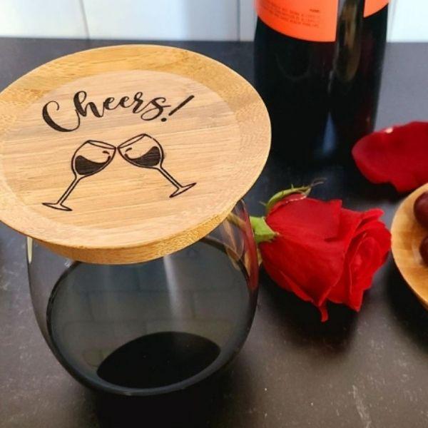 Bamboo Wine Glass Plate - The Bug Stopper! - Momma's Secret Cupboard