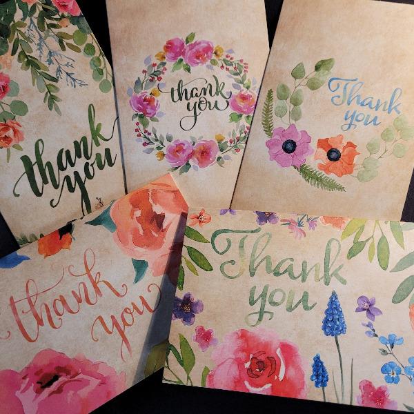 Floral Thank You Note Cards - Momma's Secret Cupboard