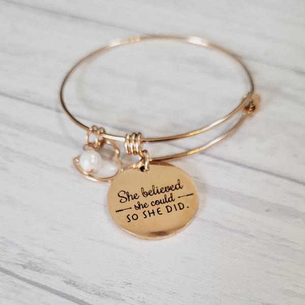 She Believed She Could So She Did Bracelet - Momma's Secret Cupboard