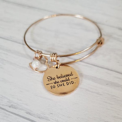 She Believed She Could So She Did Bracelet - Momma's Secret Cupboard