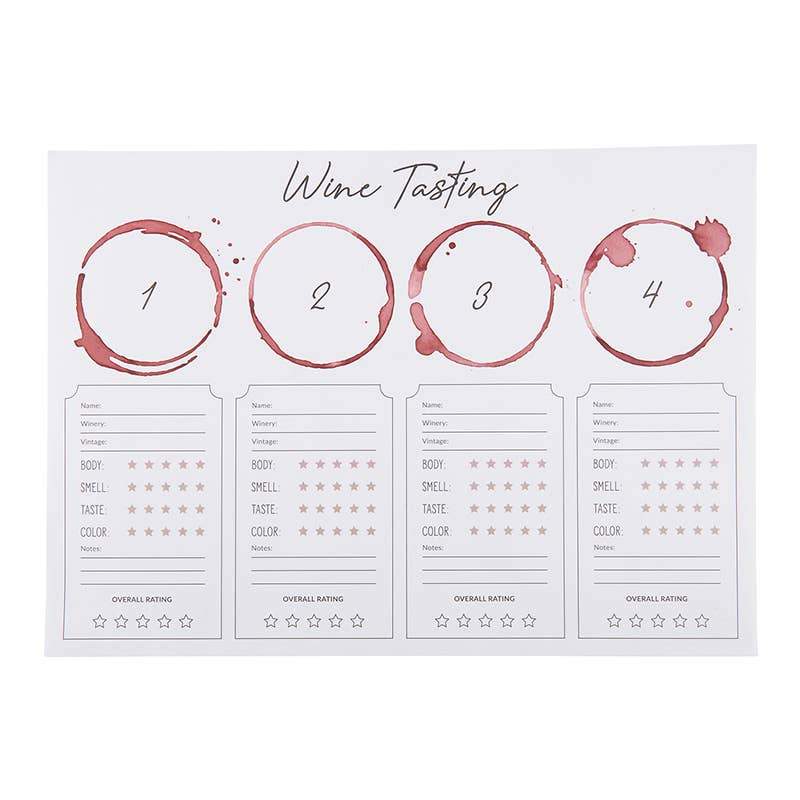 Wine Tasting Placemat 24 Pack - Momma's Secret Cupboard