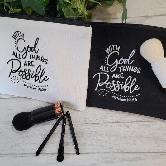 With God All Things Are Possible Canvas Pouch - Momma's Secret Cupboard